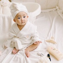 텐바이텐 디어딜리 베이비 로브 배쓰 터번 아기 샤워가운 목욕타월 -인증