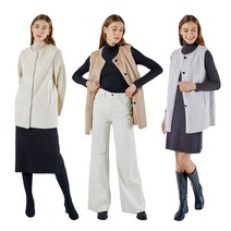몰리올리 에코퍼 조끼 퍼베스트 여성 밍크 노카라 아우터 인조 단추포인트