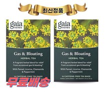 최신정품 Gaia Herbs 가스 블로팅 허벌 티 16개 2통 가이아 허브 Gas Bloating Herbal Tea +휴대용약통 별도증정