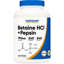 뉴트리코스트 베타인 HCI 펩신 790mg 240정 Nutricost Betaine HCI Pepsin, 개, 240정 1개