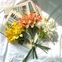 봉주르소소 봄빛 화사한 프리지아 한다발(여섯대) - 실크플라워 인테리어조화