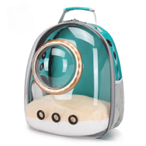 스페이스 우주 투명 애완 반려동물 외출용 고양이 강아지 이동가방 캔넬 케이지, A 말라카이트그린----골드