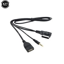 해외 3.5mm AUX 오디오 케이블 음악 MDI AMI MMI 인터페이스 USB + 충전기 아우디 A6L A8L Q7 A3 A4L A5