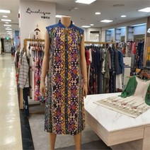 BUCOLIQUE SH03 린넨프린트데님배색민소매원피스 B222WO2220