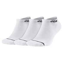 나이키 - 조던 점프맨 노 쇼우 양말 크루 삭스 (SX5546-100) 농구 양말, 24 (M 24~27cm)