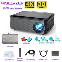 WISELAZER X5 안드로이드 버전 LED HD 프로젝터 1920*1080 픽셀 지원, Wireless Version b 미국 플러그