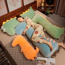 바디필로우 대형 공룡 인형 안고자는 롱쿠션 여름 긴베개 냉감 쿠션 베개, 업그레이드악어(한쪽면은얼음실크한쪽면은봉제인형)
