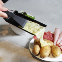 스위스라끌렛 raclette 미니치즈멜팅스토브 그릴 논스틱 멜팅팬 미니팬, 나무 핸들 세트