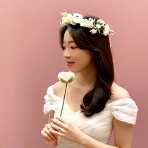 뷰티풀데코센스 셀프 웨딩 아기 화관 꽃팔찌 부토니에 브라이덜샤워 부케 베이비 신생아 50일 100일, 18.아기잎새화관(HI277-1)