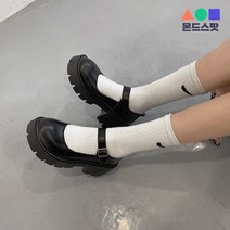 몬드스팟 6cm 여성 통굽 메리제인 플랫 로퍼 단화 매트블랙 (DM475)