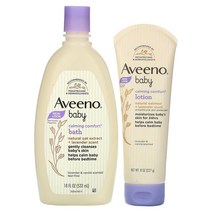 Aveeno (아비노) Aveeno 베이비 진정 효과가 있는 목욕 + 로션 세트 라벤더 및 바닐라 2종 세트, 5개