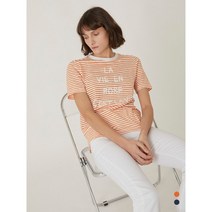 올리비아로렌 여성용 스트라이프 레터링 티셔츠 VVCASYM4141