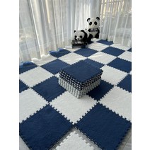 층간소음 방지 침실 거실 바닥 뽀글이 매트 쿠션 놀이 10매, 6 네이비 블루 + 화이트