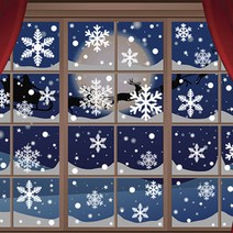 연아트 크리스마스 윈도우 스티커 눈꽃 눈송이 시트지 유리 창문 장식 어린이집꾸미기 매장, 1개, 11_스티커_눈꽃(2장)