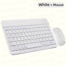 아이패드 미니키보드 10 인 무선 블루투스 키보드 태블릿 iPad 아이폰 호환 고무 키캡 스마트 폰 안드로이드 iOS 윈도우즈용 충전식, [03] Spanish, [10] Keyboard Mouse 2