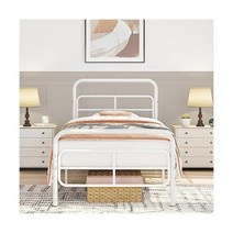 Topeakmart Queen Bed Frames 금속 플랫폼 침대 현대 기하학 패턴 헤드보드 쉬운 조립 13인치 언더베드 보관 박스 스프링 필요 없음 검정, White, Twin
