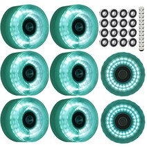 FOMOTEAM 롤러 스케이트 휠 야광 조명 장착 실외 또는 실내 58mm 32mm 82A (8개 세트) (레드), Green