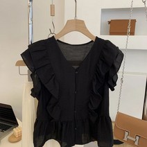 정장블라우스 끈나시 심플 세미 정장 이너 정장룩 유니폼 비침없는 기본 여름에 쉬폰타이나시블라우스 세미