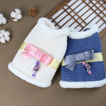 댕댕스 강아지한복 리본 누빔배자 애견한복 S-3XL, 화이트