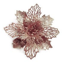 11cm 크리스마스 반짝이 poinsettia 꽃 장식 크리스마스 트리 꽃 화환 장식품에 대 한 웨딩 파티 봄 축제 새 해 장식, 로즈 골드