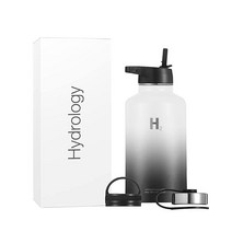 Hydrology 물병 - 510g(18 온스) 623g(22 907g(32 1133g(40 1814g(64 온스) 3개의 뚜껑 달린 진공 단열 스테인리스 스틸 와이드 마우스 하, Marble_64 oz