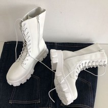 여성용 스노우보드부츠 Mid Calf Boots 여성용 패션 레이스업 첼시 지퍼 부츠 화 스포츠 플랫폼 힐 가을 겨, 06 40, 01 white_06 40