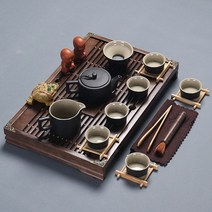 휴대용 다도세트 일본 도자기 세트 보온 화사 유리 일본다기세트 여행 4인용 6인용 보이차잔, K