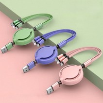 3in1 멀티 충전 USB 케이블 마이크로 5핀 애플 8핀 C타입, 퍼플