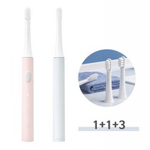 샤오미 미지아 T100 전동 칫솔 1+1세트 + 칫솔모 6개 증정 /, 핑크+블루(칫솔모 6개 증정)