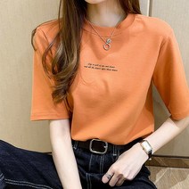 DFMEI 반팔 티셔츠 라운드 루즈 탑