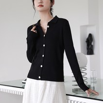 오버클래쓰 여성 카라넥 심플 긴팔 무지 데일리룩 가디건 기본
