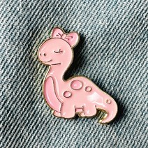 BC390 새침 핑크 공룡 뱃지 동물 배지