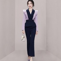 여성정장세트 가을 허리 조거 코트 패션 커리어 우먼 팬츠 정장투피스