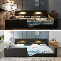모건리빙 BEST 로엘 LED 패밀리 침대 1인형 오픈형 가드형 둥지형, 03_로엘 가드형 LED 침대 Q+Q(초코)