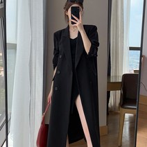 예니브 여성 코트 블랙 양복 트렌치코트 롱자켓 고급 오피스 롱코트 +사은품