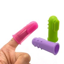 실리콘 애견칫솔 고양이 양치 이빨관리 손가락 실리콘 칫솔, 투명핑크