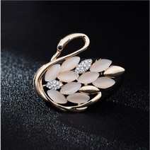 SWAN (베이지)크리스탈 보석 브로치 스와로프스키 여성 정장 악세사리 장신구