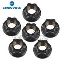 Wanyifa 티타늄 너트 M6M8M10M12M14M16 Torx 플랜지 육각 너트 오토바이 리어 액슬 6pcs, M10 1.25Pitch+Black