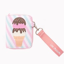 아이스크림 스트랩 지갑 여자 반지갑 카드 지폐 동전 멀티수납 지퍼형