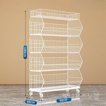 이동식 매대 가판대 마트 피씨방 판매 펜트리 철제 수납 랙 진열대 가게 편의점 슈퍼, 5단  화이트 90*45*140, 1개