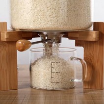 밀폐 유리 쌀통 5L 7.5L 잡곡 보관 원목 스탠드 저장 용기 쌀둑 곡물 가정용