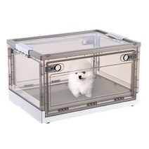 애견 산소방 강아지 케이지 아크릴 고양이, L 그레이 12kg 이하 [34.5x42x61cm]