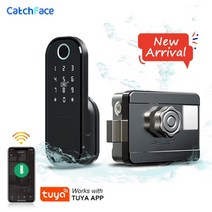 유리문도어락 출결관리 지문인식 강화도어도어락 wifi keyless remote control digital door lock tuya smart home 전자 smart 방수, 검은색