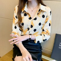 라리리 도트 나비 봄 가을 오피스 모임룩 블라우스