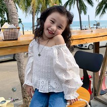 슈슈아리 퓨리티 블랑 청바지 세트 여아 데님팬츠 펀칭 블라우스 오프숄더