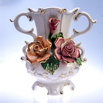 양손 골드장미 화병 (중) -SONDA SA-018 이태리 수입 손다 카포디몬테 - 세라믹손다 -