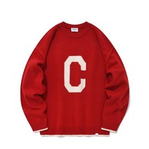 COVERNAT 램스울 C 로고 크루넥 니트 레드 CO2204KT01RD