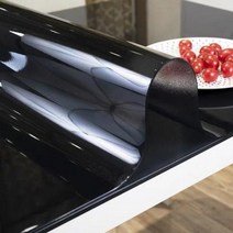 부드러운 유리 식탁보 투명 PVC 테이블 천 방수 내유 주방 식탁 커버 부드러운 실리콘 책상 매트 카펫, Black+60 x 80cm