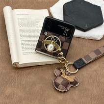 고급 체크 갤럭시 Z플립3 지플립3 커스텀 폰 케이스 고급스런 화이트 브라운 제트필립 유니크 디자인