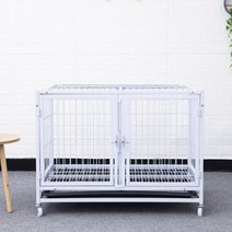 칸막이가있는 3 층 강아지 케이지 어린이 사육 대형 개 애완 동물 고양이 골든 리트리버 래브라도 하우스, 01 WHITE_02 106x80x70CM